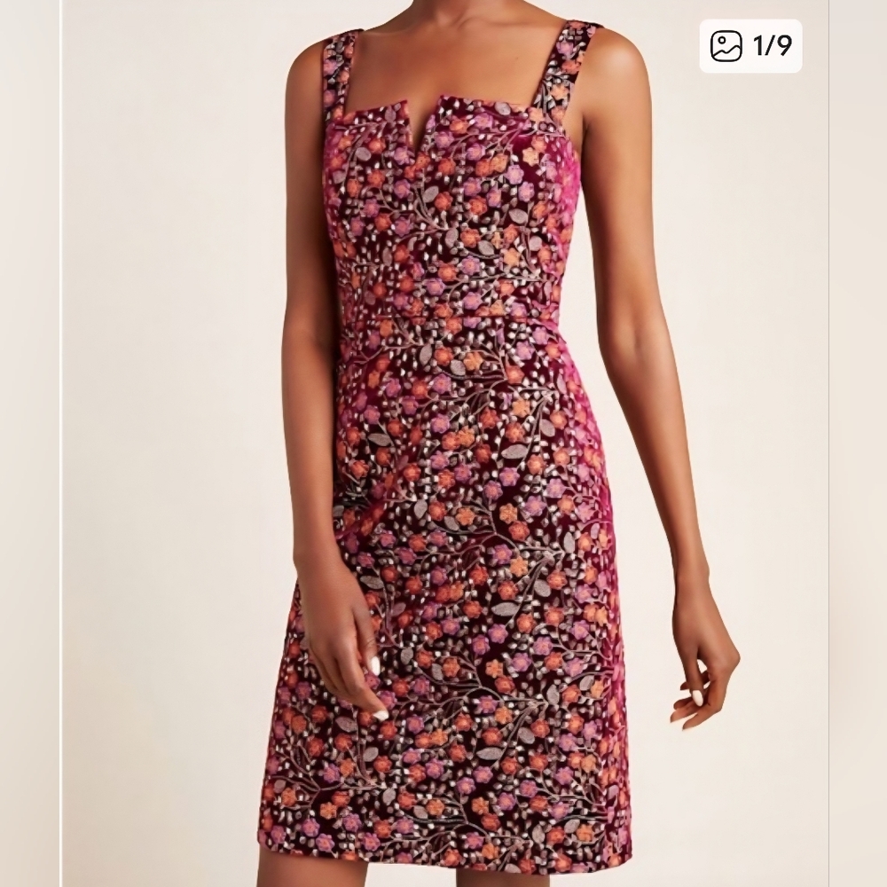 Hutch By Anthropologie Jaz Velvet Floral Embroidered Mini Dress